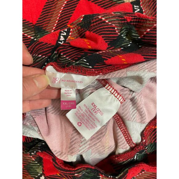 No boundaries love plaid red black leggings size XXL - Picture 2 of 4